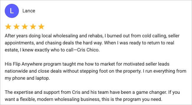 FlipAnywhere client testimonial